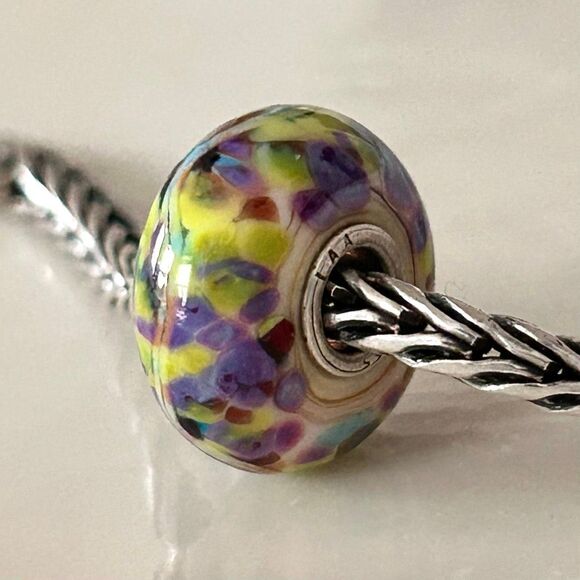 TROLLBEADS Authentic Troll Stone LAA 925S Purple Green Pink Blue Mosaic Confetti - Picture 6 of 11